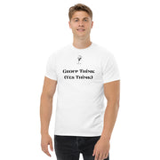 The 100% cotton Group Thimk T-Shirt will help you land a more structured look. It sits nicely, maintains sharp lines around the edges, and goes perfectly with layered streetwear outfits. Plus, it's extra trendy now! 